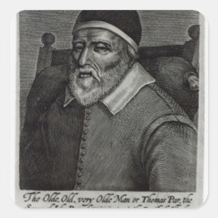 Old Tom Parr, 1635 Vierkante Sticker