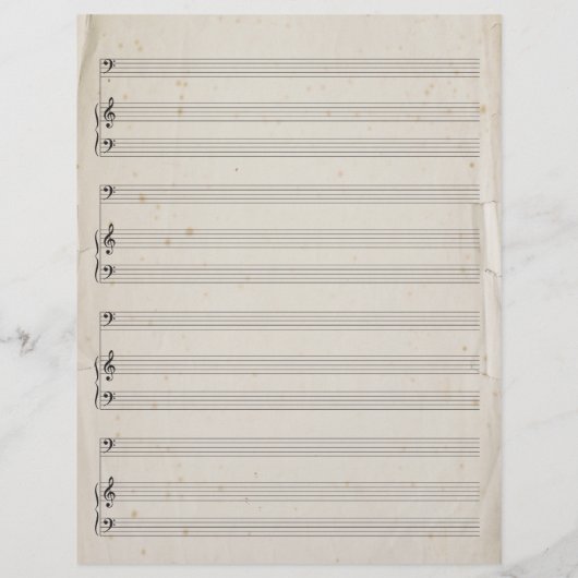 Old Torn Edges Blank Sheet Music Bass Clef (Achterkant)