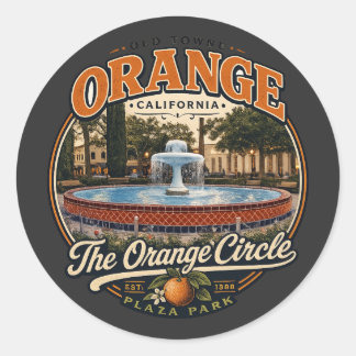 Old Towne Orange Circle Fountain Vintage T-shirt Ronde Sticker