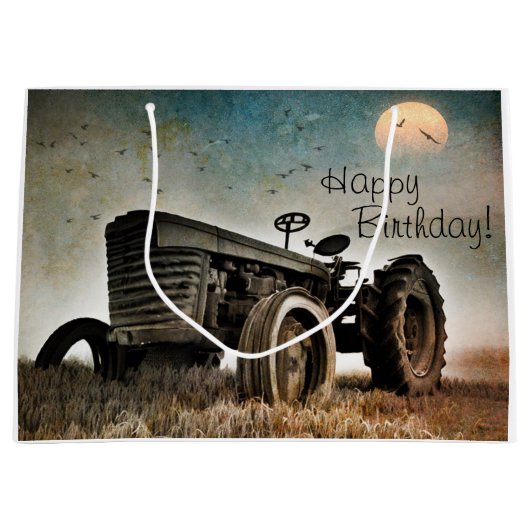Old Tractor Birthday Groot Cadeauzakje (Voorkant)