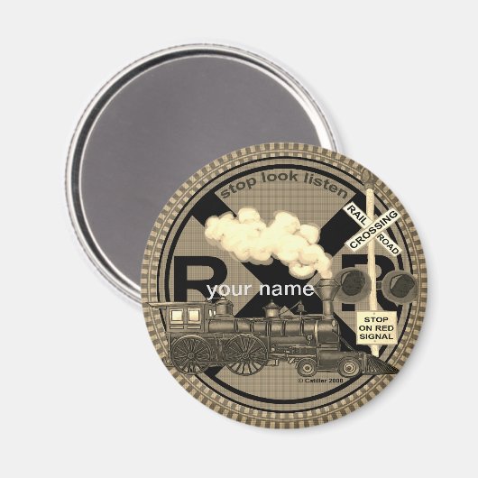 Old Train custom name magnet Magneet (Voorkant / Achterkant)