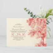 Old Tree Blush waterverf huwelijksuitnodigingen Kaart (Staand voorkant)