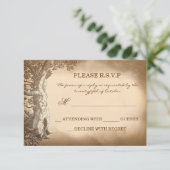 Old Tree rustieke bruiloft RSVP kaarten Kaartje (Staand voorkant)