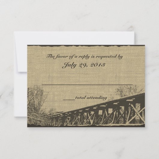 Old Trestle Bridge Wedding Response RSVP Kaartje (Voorkant)