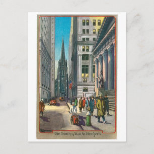 Old Trinity & Wall Street, New York Briefkaart