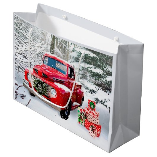 Old Truck Holiday Groot Cadeauzakje (Voorkant Gekanteld)