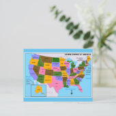 OLD USA Carte avec Capitales d'Etat et Golfe du Me (Debout devant)