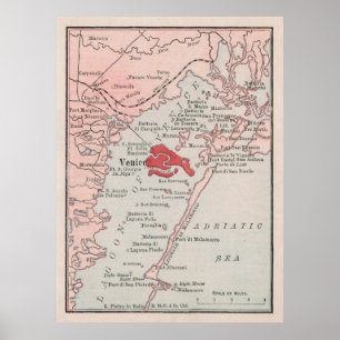 Old Venice Italy Map (1912) Venezia Italia Poster