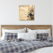 Old Victorian Black and Beige Music Sheet Canvas Afdruk (Insitu (Slaapkamer))