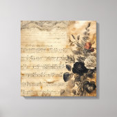 Old Victorian Black and Beige Music Sheet Canvas Afdruk (Voorkant)