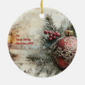 Old Victorian Rustic Family Personalized Keramisch Ornament (Achterkant)