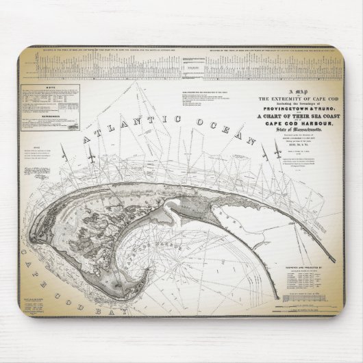 Old Vintage Provincetown Cape Cod Map Mouse Pad Muismat (Voorkant)