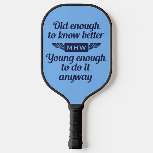Old vs. Young custom monogram Pickleball Paddle (Achterkant)