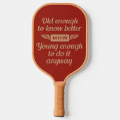 Old vs. Young custom monogram Pickleball Paddle (Achterkant)