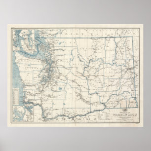 Old Washington State Map (1925) Poster