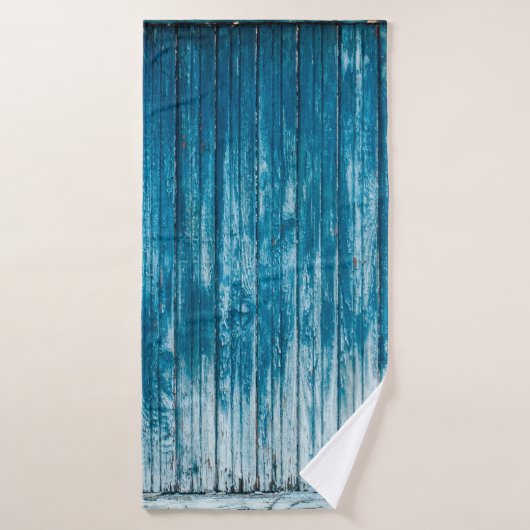 Old weathered grunge wooden faded pale blue paint  (Serviette de bain)