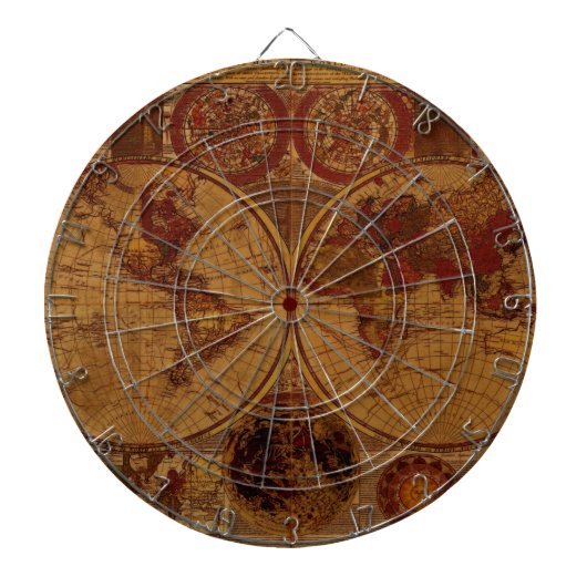 Old Wereldkaart Designer Dart Board Dartbord (Voorkant)