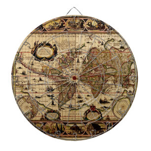 Old Wereldkaart Designer Dart Board Dartbord