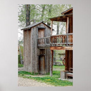 Old West 2 Story Montana Outhouse Poster