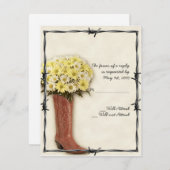 Old West Boot Bouquet 1-reactiekaart RSVP Kaartje (Voorkant / Achterkant)