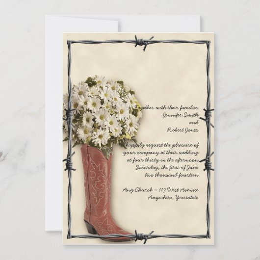 Old West Boot Bouquet Faded 2 Weddenschap Kaart (Voorkant)