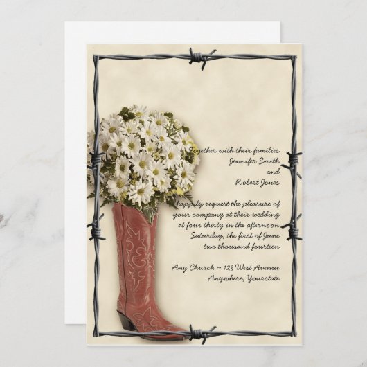 Old West Boot Bouquet Faded 2 Weddenschap Kaart (Voorkant / Achterkant)