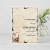 Old West Boots and Bouquets Wedding Invitation Kaart (Staand voorkant)