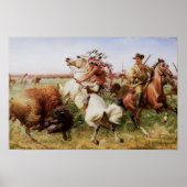Old West Buffalo Hunt 1885 Art Imprimer Poster (Devant)