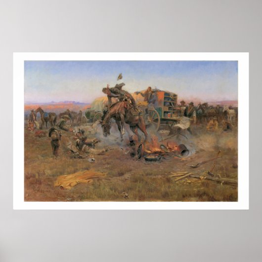 Old West Camp Cook's Troubles Art Print Poster (Devant)