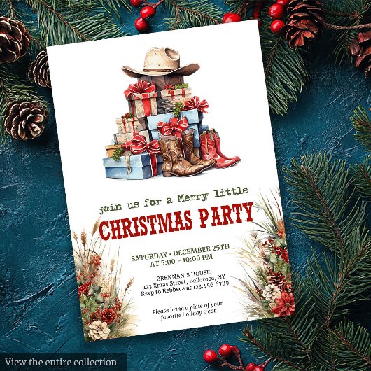 Old West Cowboy Christmas Printable Invitation