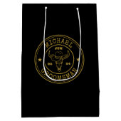 Old West Cowboy Rustic Logo Personalized Groomsmen Medium Cadeauzakje (Achterkant)