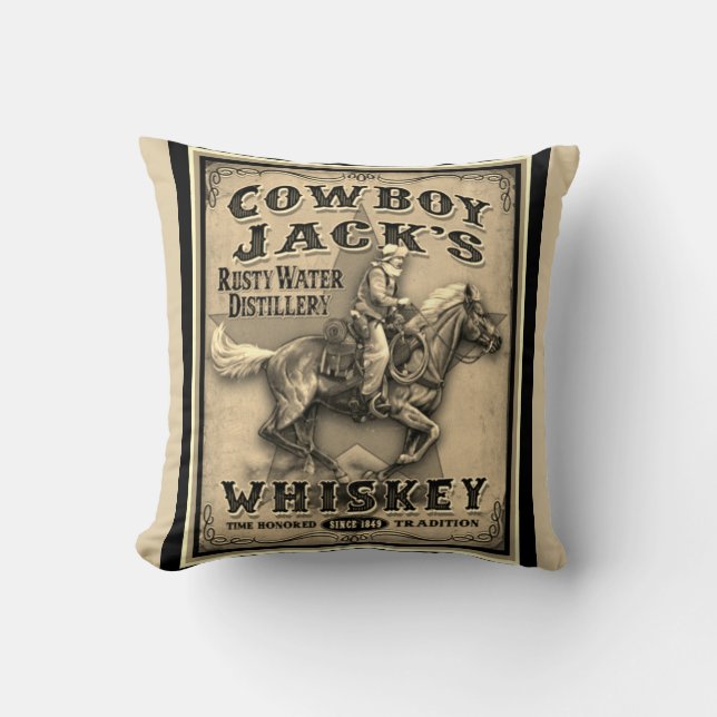 Old West Cowboy Whiskey Pillow Kussen (Voorkant)