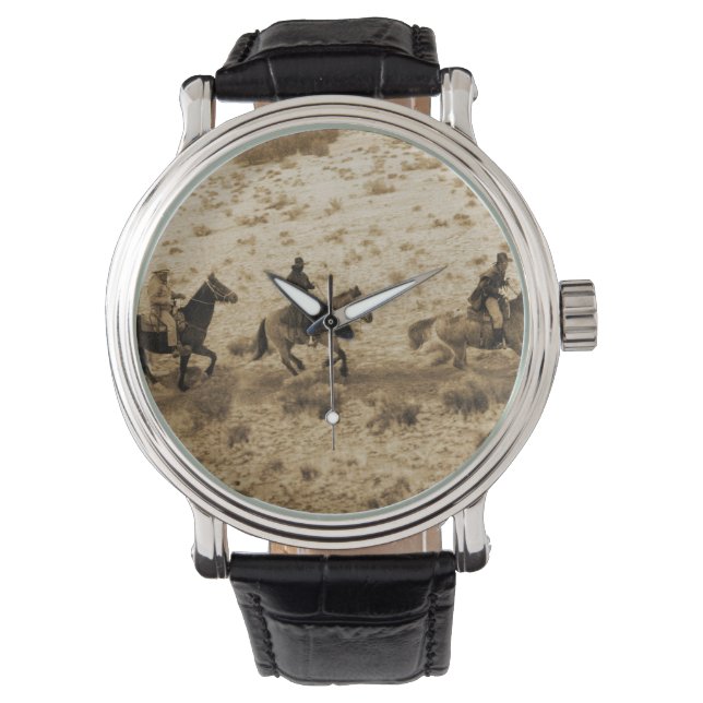 Old West Cowboys Riding Horloge (Voorkant)