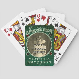 Old West Custom Photo Personated Green Wood Speelkaarten