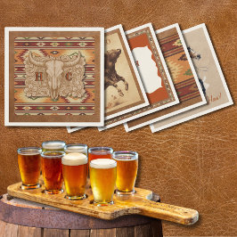 Old West Frontier Leather Patch Cocktail servet