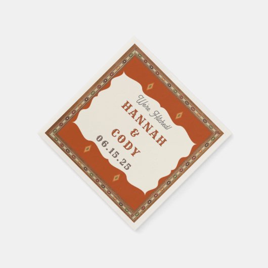 Old West Frontier Personalized Cocktail Napkin Servet (Hoek)