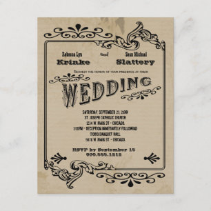 Old West Geïnspireerd  Wedding Invite Kaart