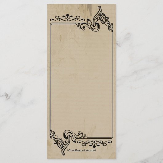 Old West geïnspireerde bruiloft menu Kaart (Achterkant)