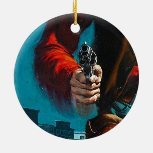  Old West Gunslinger Cowboy Keramisch Ornament (Achterkant)