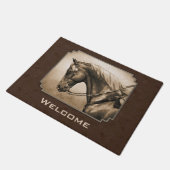 Old West Quarter Horse Sepia Brown Deurmat (Schuin)