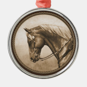 Old West Quarter Horse Sepia Brown Metalen Ornament