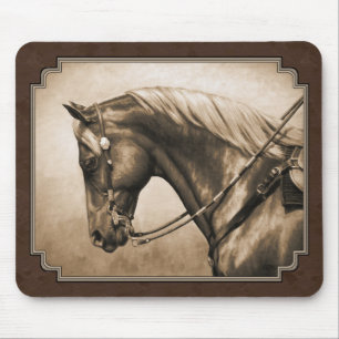 Old West Quarter Horse Sepia Brown Muismat