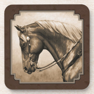 Old West Quarter Horse Sepia Brown Onderzetter