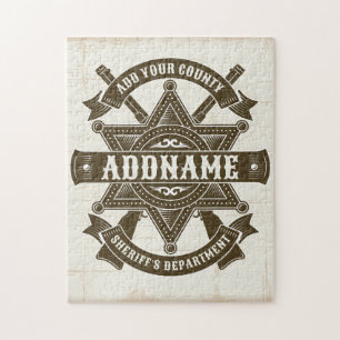Old West Sheriff Deputy Rifles Badge gepersonalise Legpuzzel
