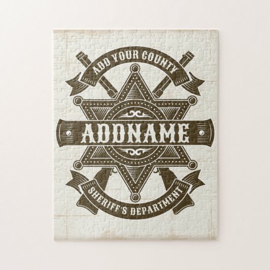 Old West Sheriff Deputy Rifles Badge gepersonalise Legpuzzel (Verticaal)