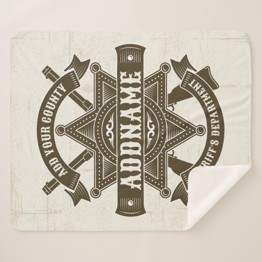 Old West Sheriff Deputy Rifles Badge gepersonalise Sherpa Deken (Voorkant (horizontaal))
