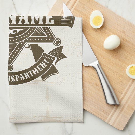 Old West Sheriff Deputy Rifles Badge gepersonalise Theedoek (Quarter Fold)