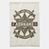 Old West Sheriff Deputy Rifles Badge gepersonalise Theedoek (Verticaal)