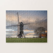 Old Windmill Field Belgium Windmill Wooden Europe Legpuzzel (Horizontaal)