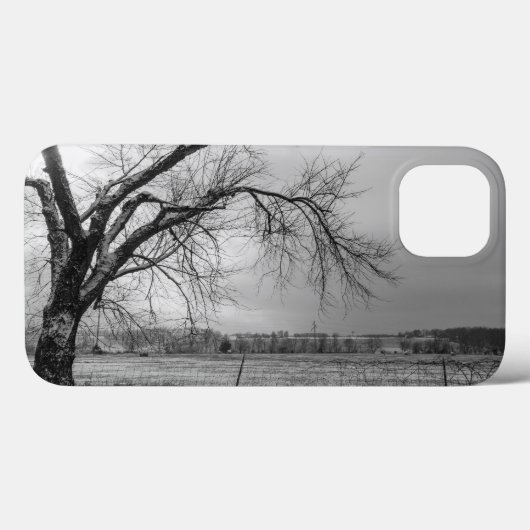 Old Winter Tree Gris coque iphone (Verso (horizontal))